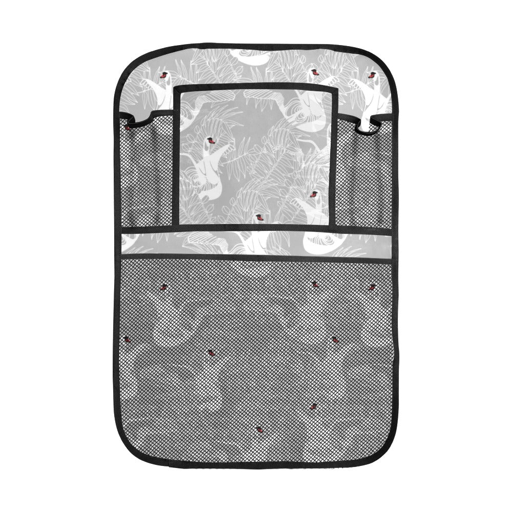 white swan gray background Car Seat Back Organizer