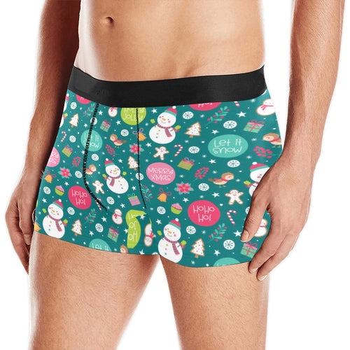 Snowman bird decorative elements christmas pattern Men's All Over Print Boxer Briefs Men's Underwear