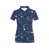 Music Notes Pattern Print Design 03 Women's All Over Print Polo Shirt