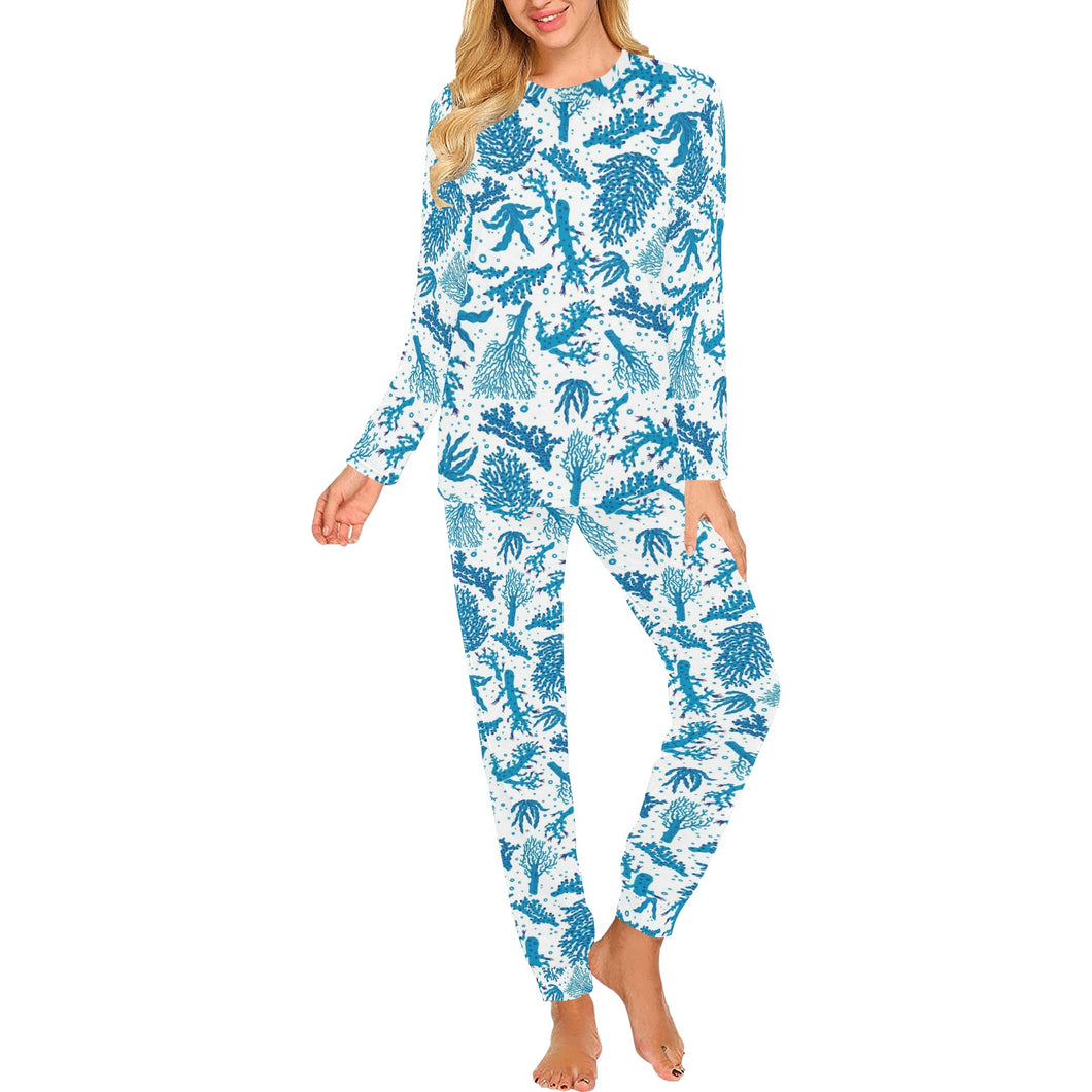 Coral Reef Pattern Print Design 01 Women's All Over Print Pajama Set