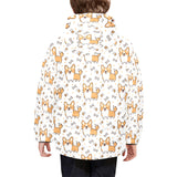 Cute corgi heart star bone pattern Kids' Boys' Girls' Padded Hooded Jacket