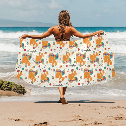 Squirrel Pattern Print Design 04 Beach Towel