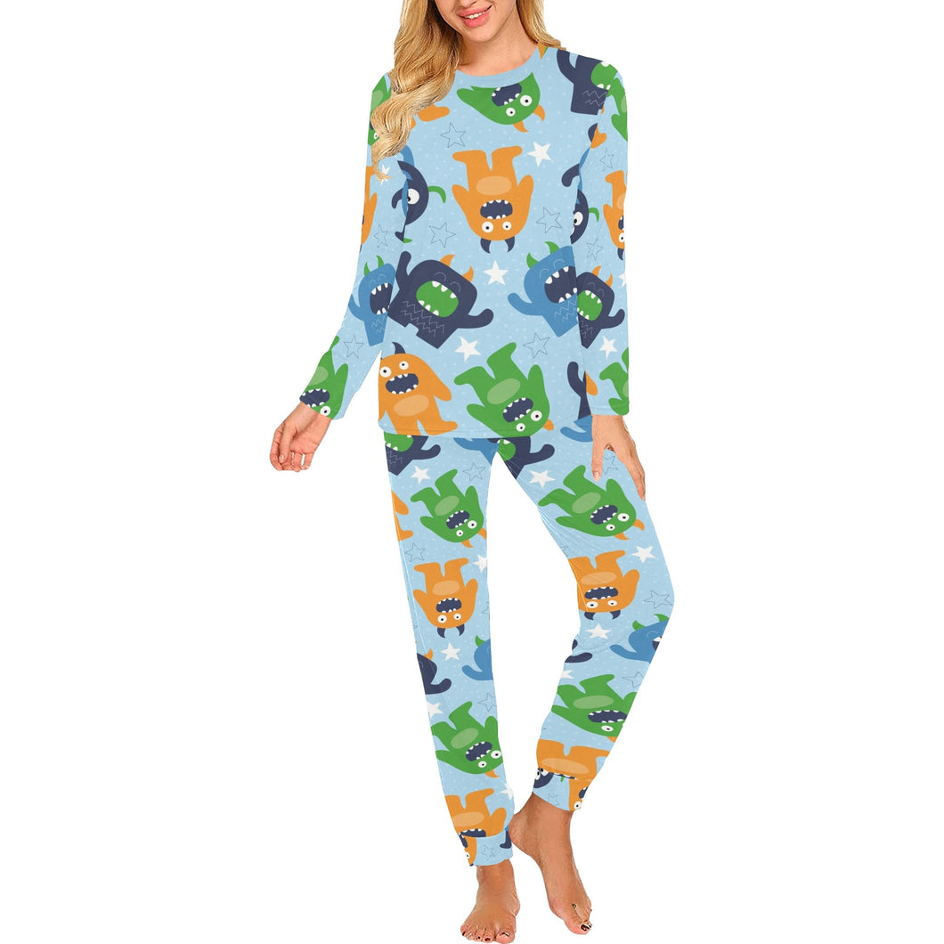 Alien Pattern Print Design 04 Women's All Over Print Pajama Set