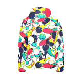 watercolor bowling ball pins Kids' Boys' Girls' Padded Hooded Jacket