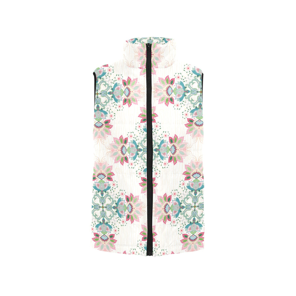Square floral indian flower pattern Women's Padded Vest