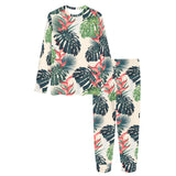 heliconia flowers, palm and monstera leaves Women's All Over Print Pajama Set