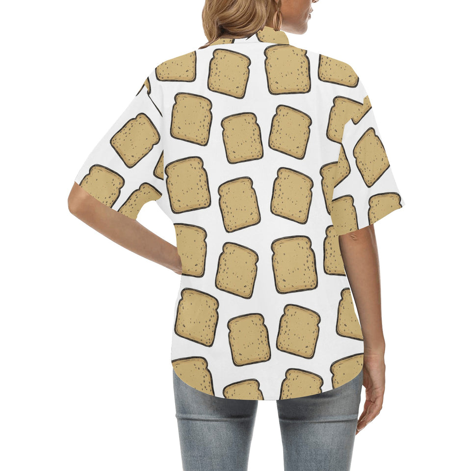 Bread Toast Pattern Print Design 03 Women's All Over Print Hawaiian Shirt
