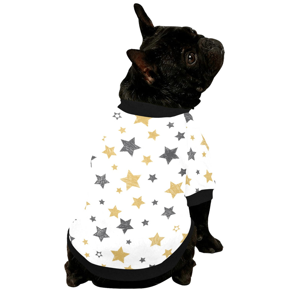 hand drawn gold black star pattern All Over Print Pet Dog Round Neck Fuzzy Shirt