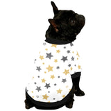 hand drawn gold black star pattern All Over Print Pet Dog Round Neck Fuzzy Shirt