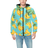 Banana Palm Leaves pattern background Men's Padded Hooded Jacket