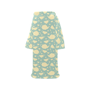 Tea pots Pattern Print Design 02 Blanket Robe with Sleeves