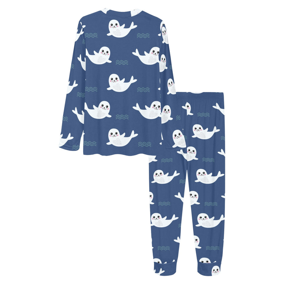 Cute white baby sea lion seal pattern Women's All Over Print Pajama Set