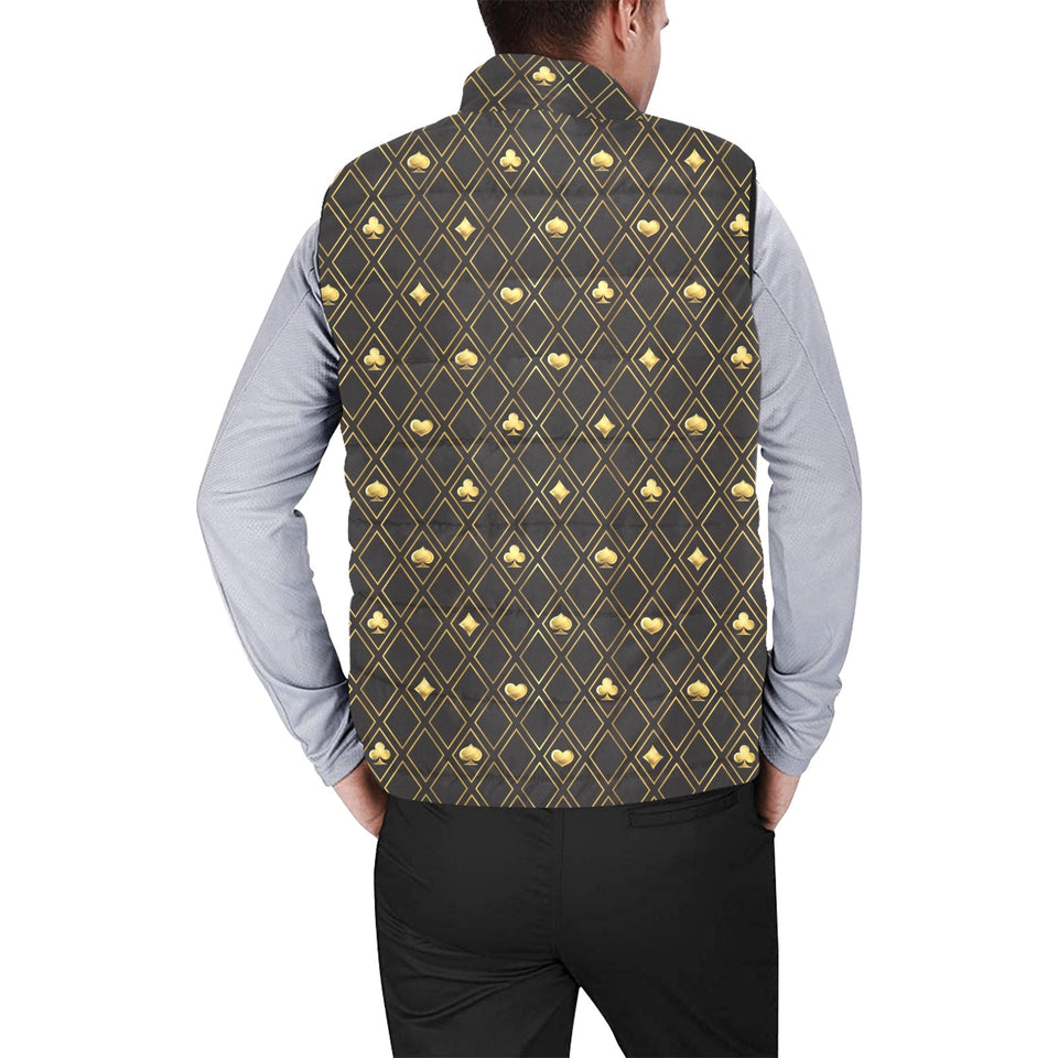 Casino Cards Suits Pattern Print Design 01 Men's Padded Vest