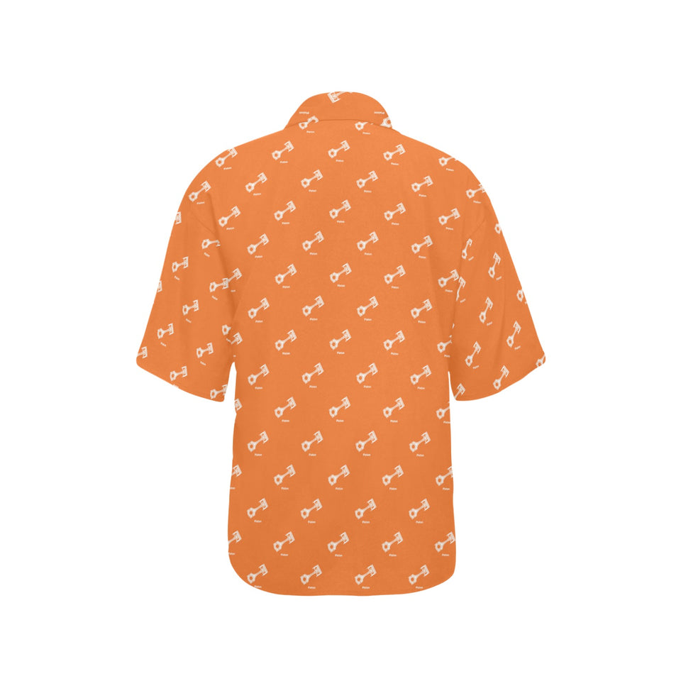Engine Piston Orange Background Pattern Design 05 Women's All Over Print Hawaiian Shirt