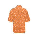 Engine Piston Orange Background Pattern Design 05 Women's All Over Print Hawaiian Shirt
