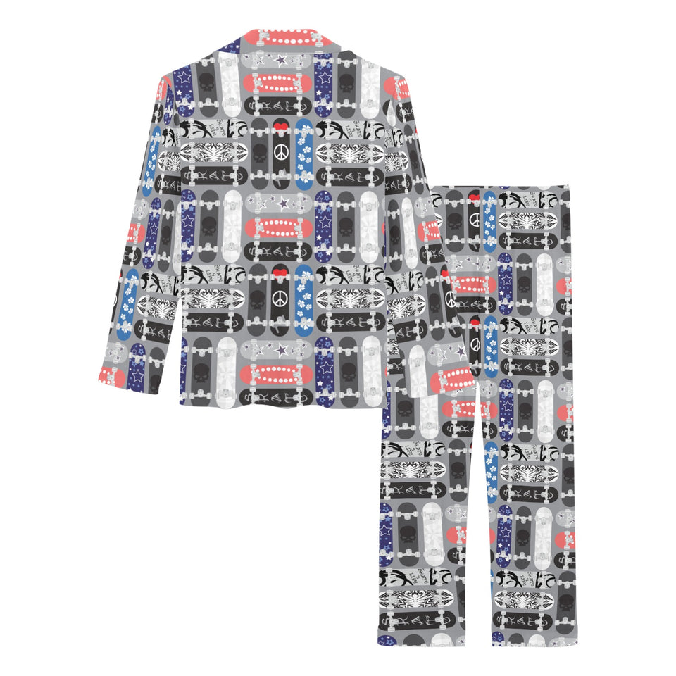 Skate Board Pattern Print Design 04 Women's Long Pajama Set