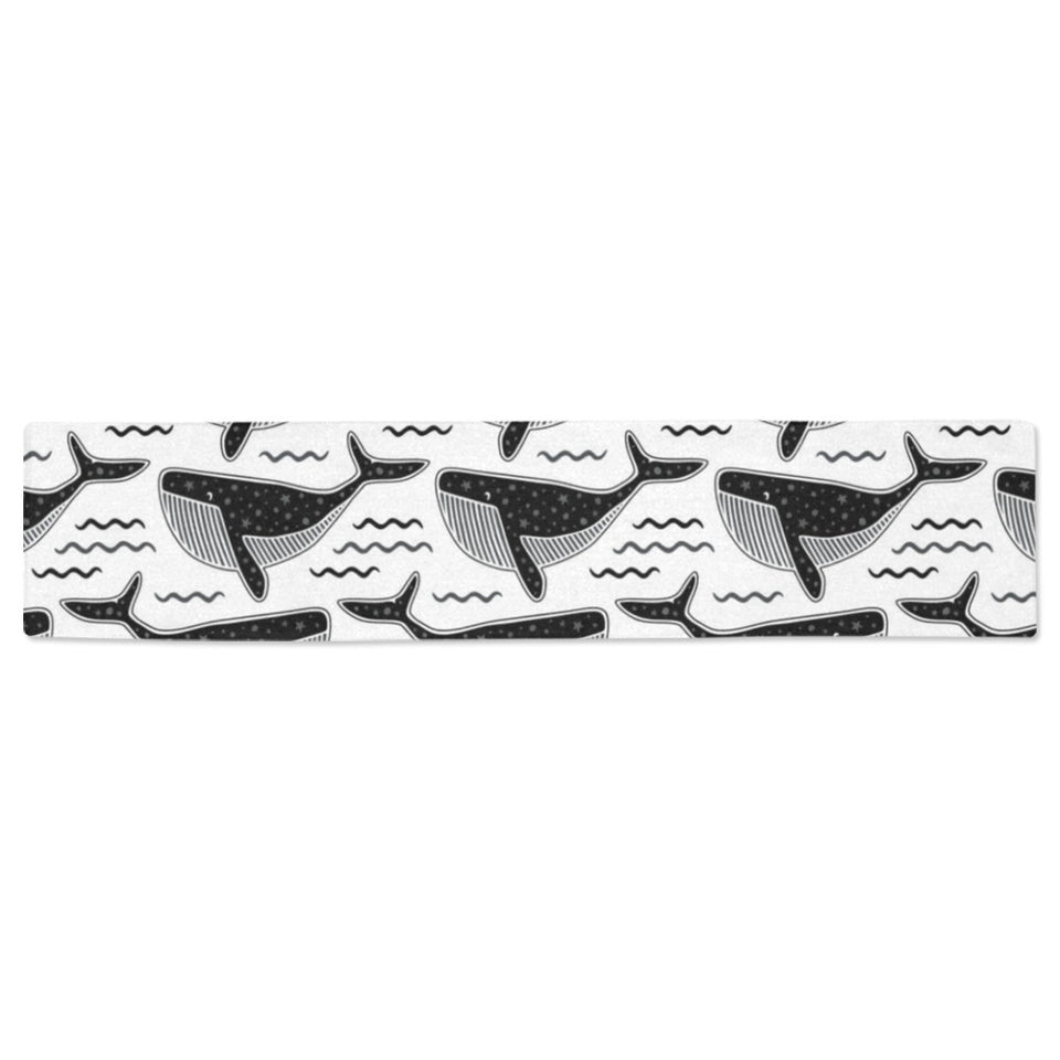 Black whale pattern Table Runner