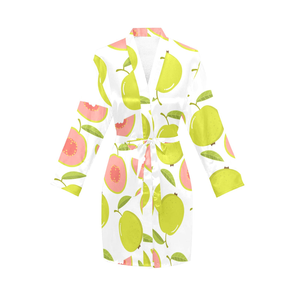 Guava pattern Women's Long Sleeve Belted Night Robe