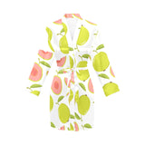 Guava pattern Women's Long Sleeve Belted Night Robe