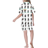 Cute ninja katana sword pattern Kids' Boys' Girls' V-Neck Short Pajama Set