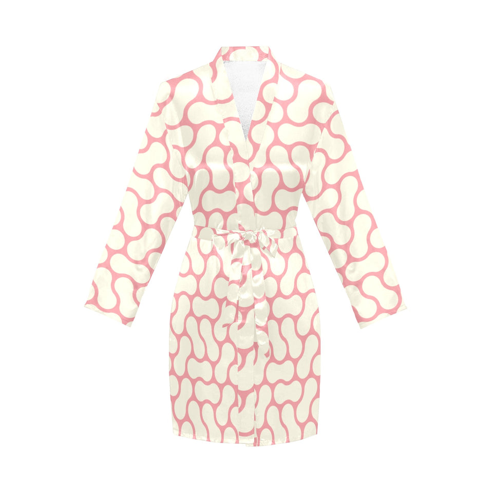 peanuts texture pattern Women's Long Sleeve Belted Night Robe