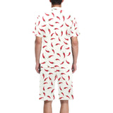 Chili peppers pattern Men's V-Neck Short Pajama Set