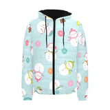 Cute snowman snowflake pattern Men's Padded Hooded Jacket