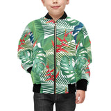 heliconia palm and monstera leaves pattern Kids' Boys' Girls' Bomber Jacket