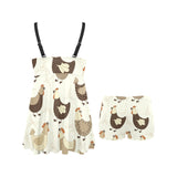 Cute rooster chicken cock Chest Sexy Pleated Two Piece Swim Dress