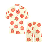 Tomato dot background Men's V-Neck Short Pajama Set