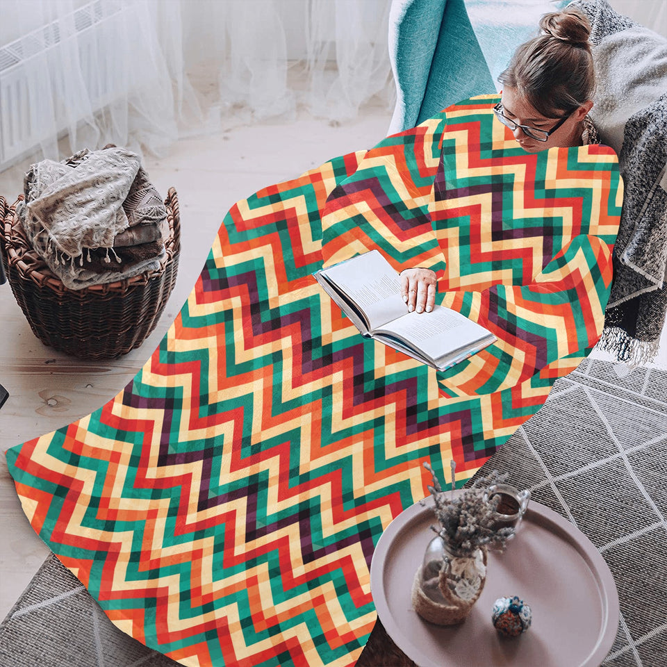 zigzag chevron colorful pattern Blanket Robe with Sleeves
