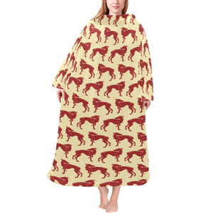 Greyhound Pattern Print Design 04 Blanket Robe with Sleeves