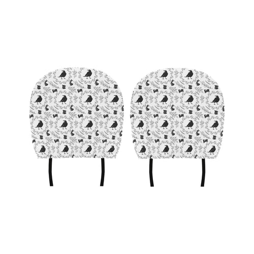 Crows floral wreath rabbit pattern Car Headrest Cover