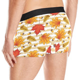 Maple leaf oak leaf acorns beige striped backgroun Men's All Over Print Boxer Briefs Men's Underwear