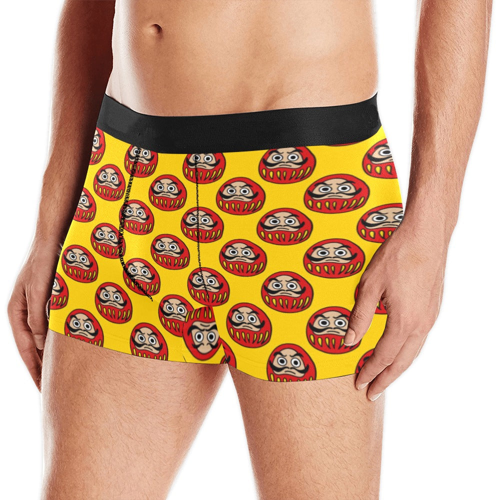 Daruma japanese wooden doll yellow background Men's All Over Print Boxer Briefs Men's Underwear