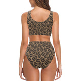 Coffee bean on brown background Chest Bowknot High Waisted Bikini Swimsuit