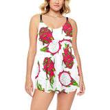 dragon fruits white background Chest Sexy Pleated Two Piece Swim Dress