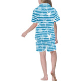 Starfish blue blackground Kids' Boys' Girls' V-Neck Short Pajama Set