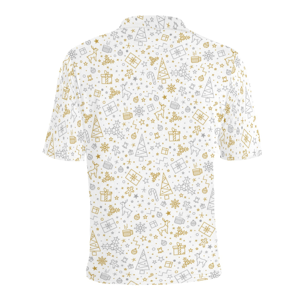 Christmas tree Christmas element Silver gold patte Men's All Over Print Polo Shirt