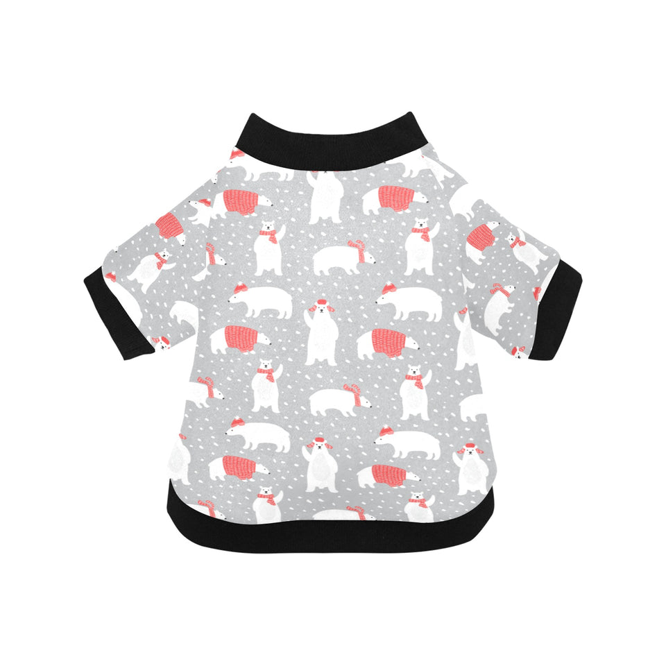 Cute polar bear christmas snow pattern All Over Print Pet Dog Round Neck Fuzzy Shirt