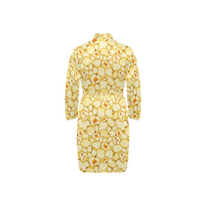 Popcorn Pattern Print Design 04 Men's Long Sleeve Belted Night Robe