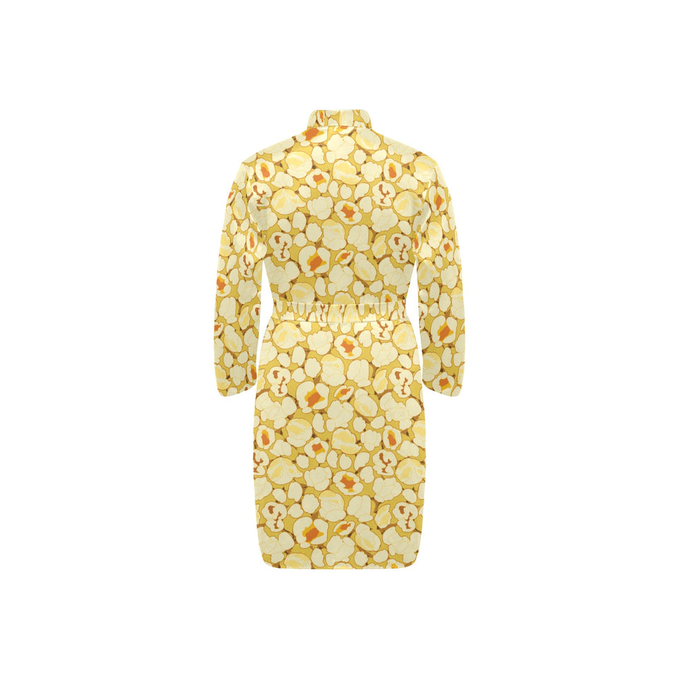 Popcorn Pattern Print Design 04 Men's Long Sleeve Belted Night Robe