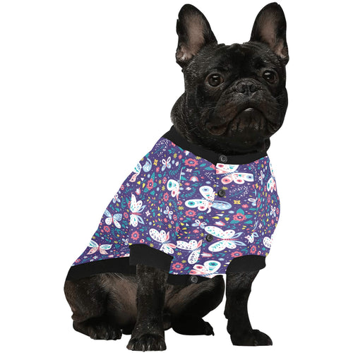 Colorful butterfly flower pattern.eps All Over Print Pet Dog Round Neck Fuzzy Shirt