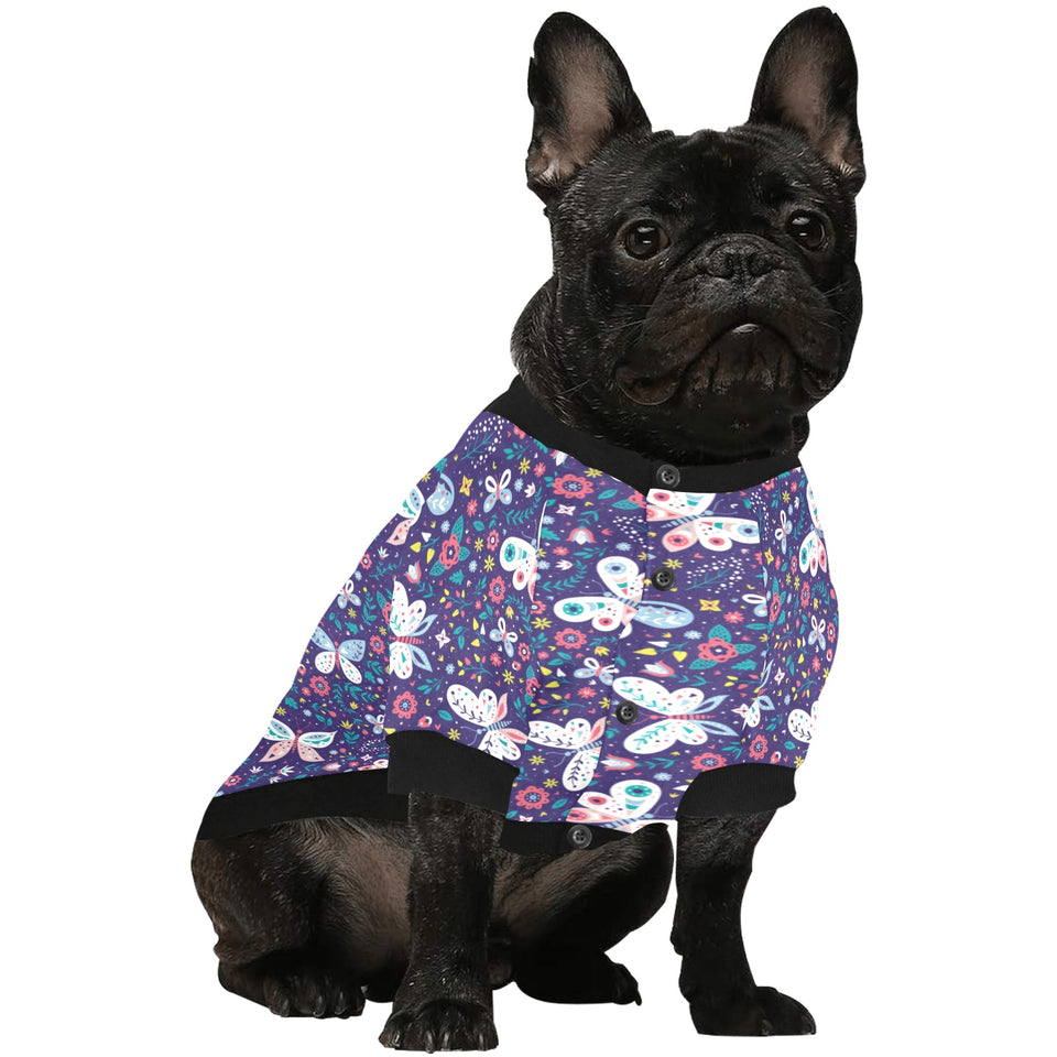Colorful butterfly flower pattern.eps All Over Print Pet Dog Round Neck Fuzzy Shirt