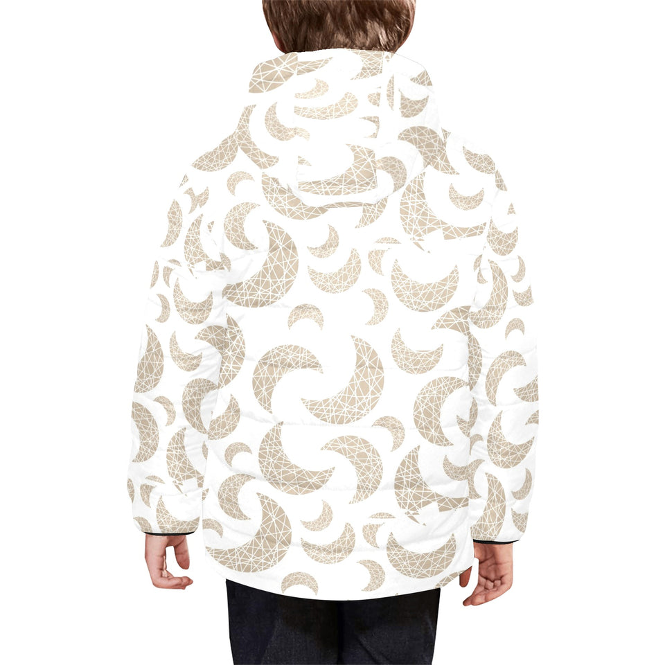 Cool gold moon abstract pattern Kids' Boys' Girls' Padded Hooded Jacket