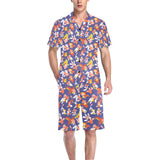 Goldfish Pattern Print Design 04 Men's V-Neck Short Pajama Set