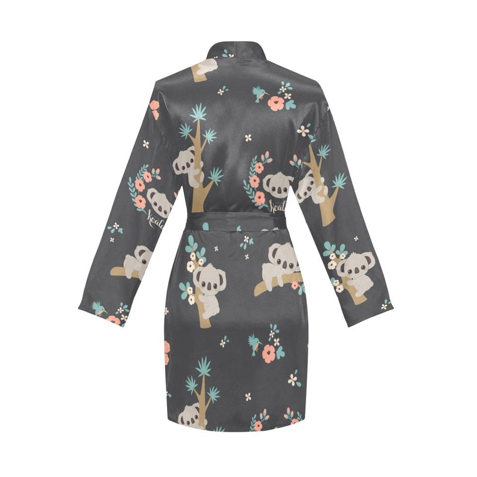 Cute koala pattern Women's Long Sleeve Belted Night Robe