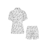 Garlic pattern black white Women's V-Neck Short Pajama Set