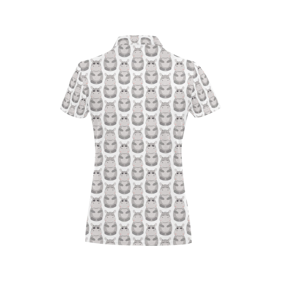 Hippopotamus Pattern Print Design 05 Women's All Over Print Polo Shirt