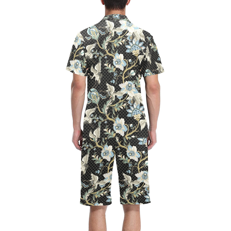 Indian Batik Style pattern Men's V-Neck Short Pajama Set